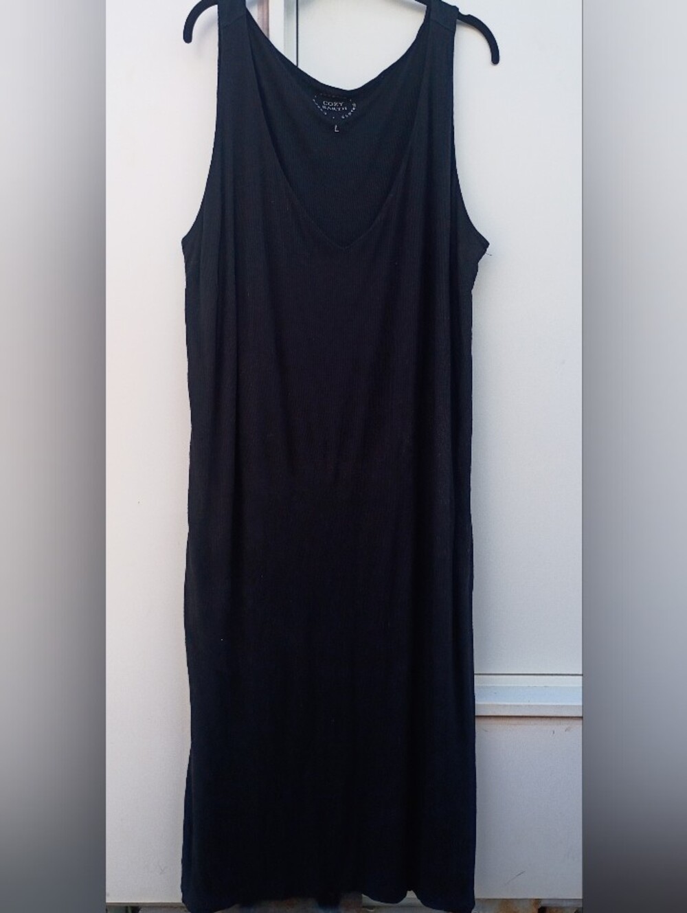 Cozy Earth  Black V-neck Bamboo Tank Lounge Dress L